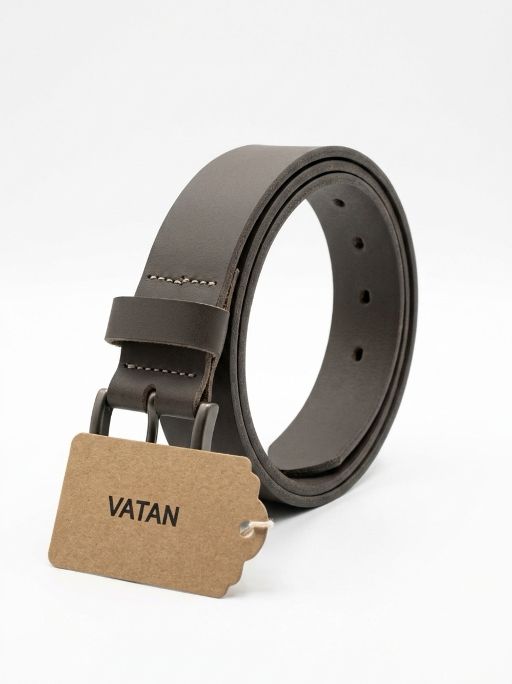 VATAN Men's Classic Brown Leather Belt